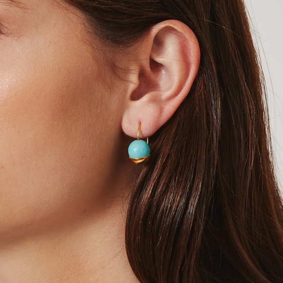 Gold dipped turquoise earings - Picture 1 of 6